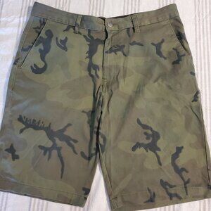 Volcom Shorts Mens 33 Camo Green Flat Casual Cotton Camo Shorts Skater Street